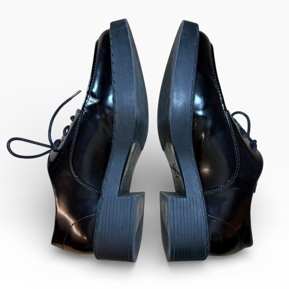 JLO Jennifer Lopez Black Patent Leather Oxford Shoes Chunky Sole, Size 7.5 M EUC - Picture 9 of 14